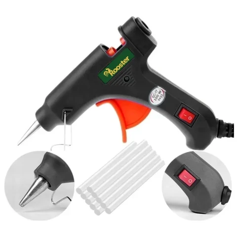 PISTOLET DO KLEJU NA GORĄCO 25W (METALOWA DYSZA) +10 WKŁADÓW KLEJU 7x150mm