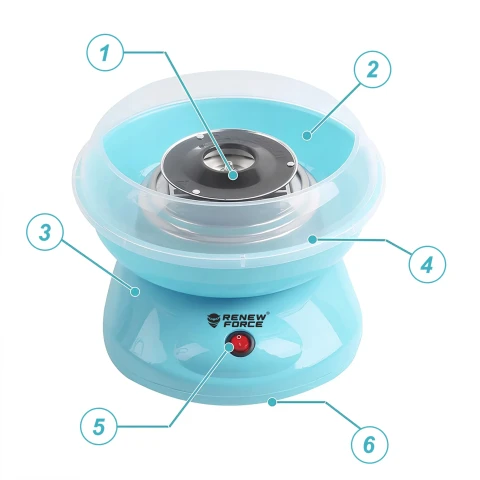 MASZYNKA MASZYNA DO ROBIENIA WATY CUKROWEJ DOMOWA IMPREZA + PATYCZKI ZESTAW W zestawie: misa, osłona, patyczki