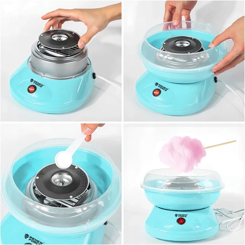 MASZYNKA MASZYNA DO ROBIENIA WATY CUKROWEJ DOMOWA IMPREZA + PATYCZKI ZESTAW Wysokość produktu: 18 cm