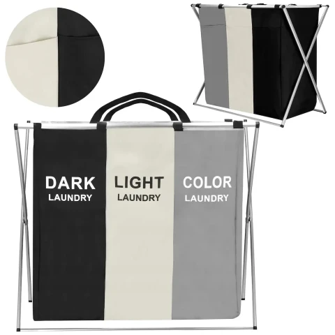 KOSZ ORGANIZER 146L NA PRANIE ODZIEŻ BIELIZNĘ 3 KOMORY XL SKŁADANY MOCNY Rodzaj: wolnostojący