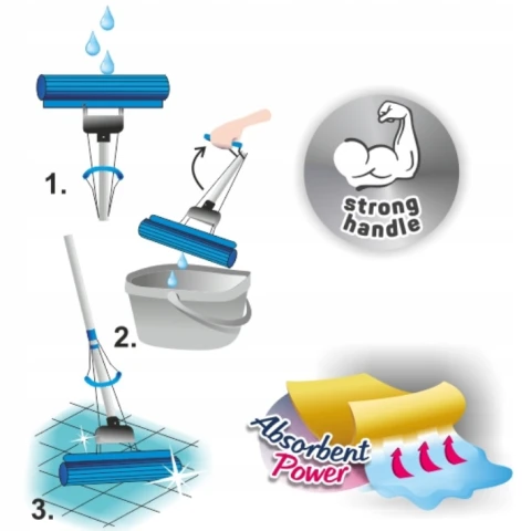 Mop gąbkowy TOP 27cm do podłóg ściągaczka wyciskany kij teleskopowy York