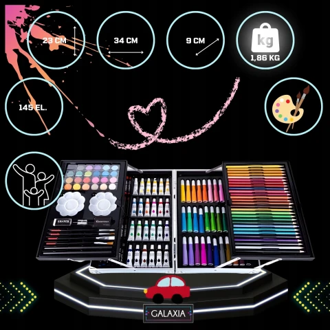 ZESTAW DO MALOWANIA DLA DZIECI Dziewczynek Artystyczny Plastyczny WALIZKA Bohater / Bajka: brak