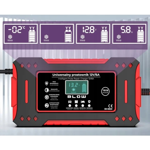 AUTOMATYCZNY INTELIGENTNY PROSTOWNIK ŁADOWARKA AKUMULATORA LCD 12V 6A
