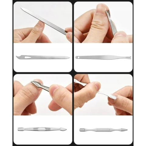 ZESTAW DO MANICURE PAZNOKCI PEDICURE 20 EL ETUI PRZYBRONIK CĄŻKI NOŻYCZKI