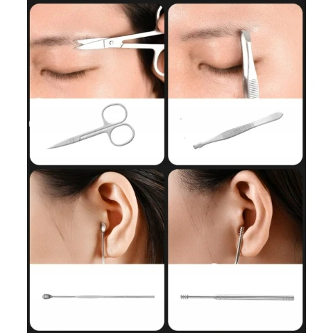 ZESTAW DO MANICURE PAZNOKCI PEDICURE 20 EL ETUI PRZYBRONIK CĄŻKI NOŻYCZKI