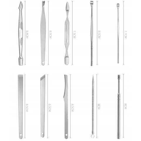 ZESTAW DO MANICURE PAZNOKCI PEDICURE 20 EL ETUI PRZYBRONIK CĄŻKI NOŻYCZKI