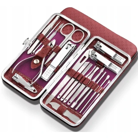 Ale Hity: ZESTAW DO MANICURE PAZNOKCI PEDICURE 20 EL ETUI PRZYBRONIK CĄŻKI NOŻYCZKI