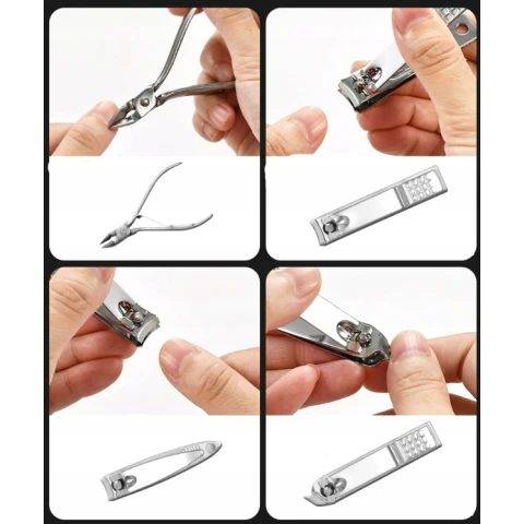 ZESTAW DO MANICURE PAZNOKCI PEDICURE 20 EL ETUI PRZYBRONIK CĄŻKI NOŻYCZKI