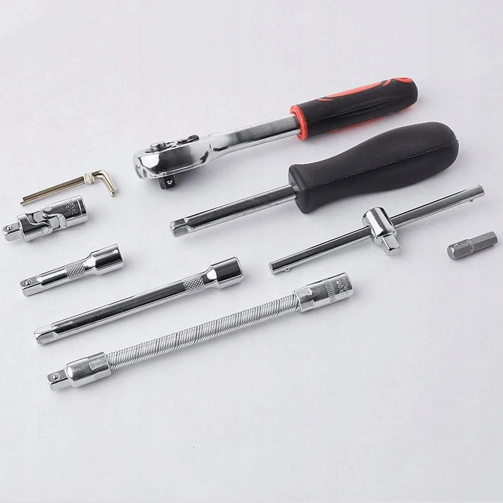 Ale Hity | ZESTAW KLUCZY NASADOWYCH BITÓW GRZECHOTKA ADAPTERY KLUCZE NASADOWE 46szt