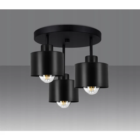 Lampa Sufitowa Natynkowa Żyrandol LED 3x E27 Plafon Tuba Klosz Metal Zwis, Rodzaj lampy Sufitowe - wiszące