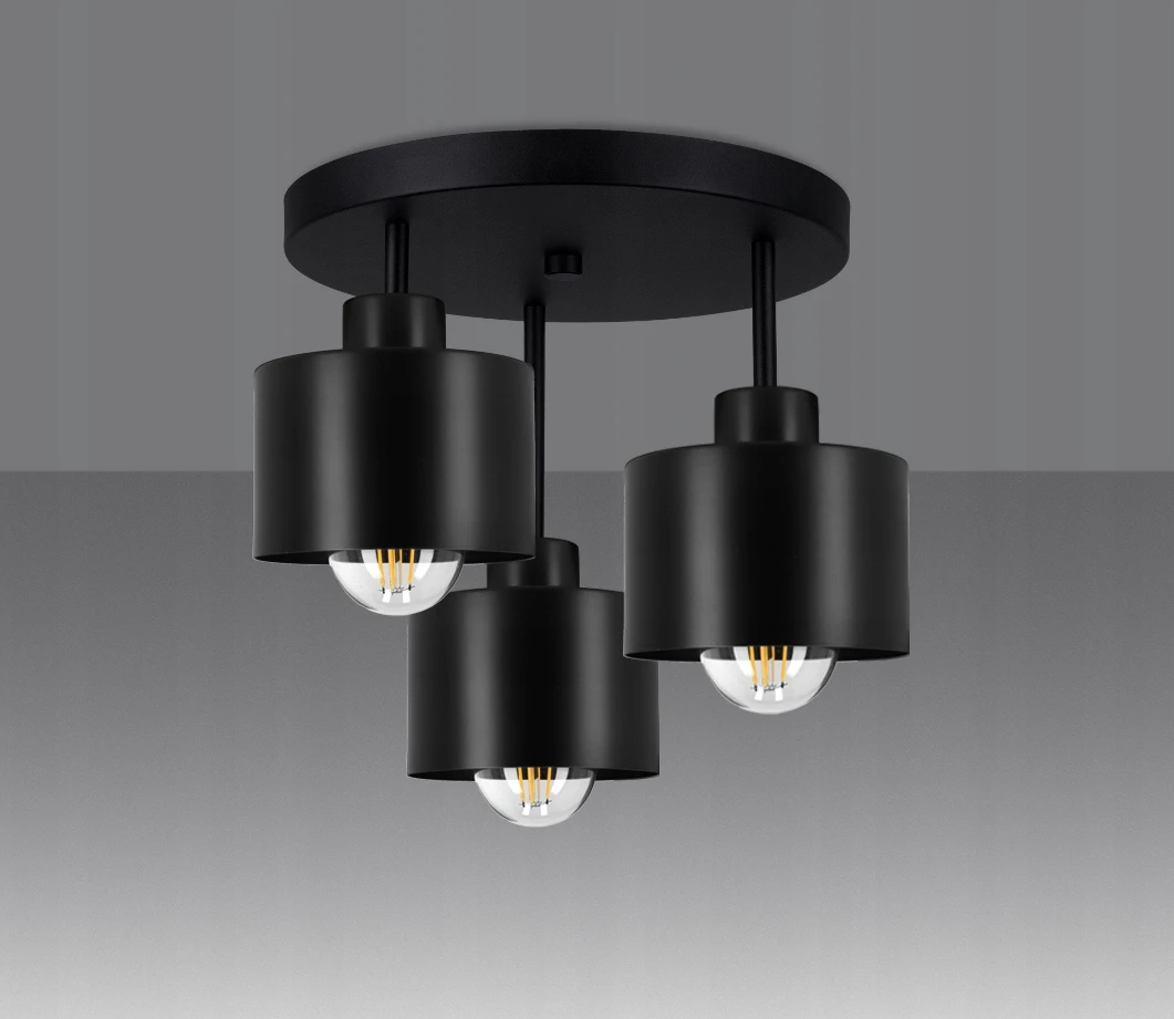 Lampa Sufitowa Natynkowa Żyrandol LED 3x E27 Plafon Tuba Klosz Metal Zwis, Rodzaj lampy Sufitowe - wiszące