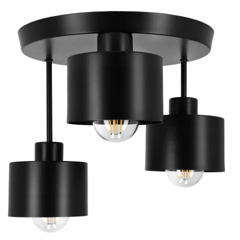 Lampa Sufitowa Natynkowa Żyrandol LED 3x E27 Plafon Tuba Klosz Metal Zwis, Długość/wysokość 16.5 cm