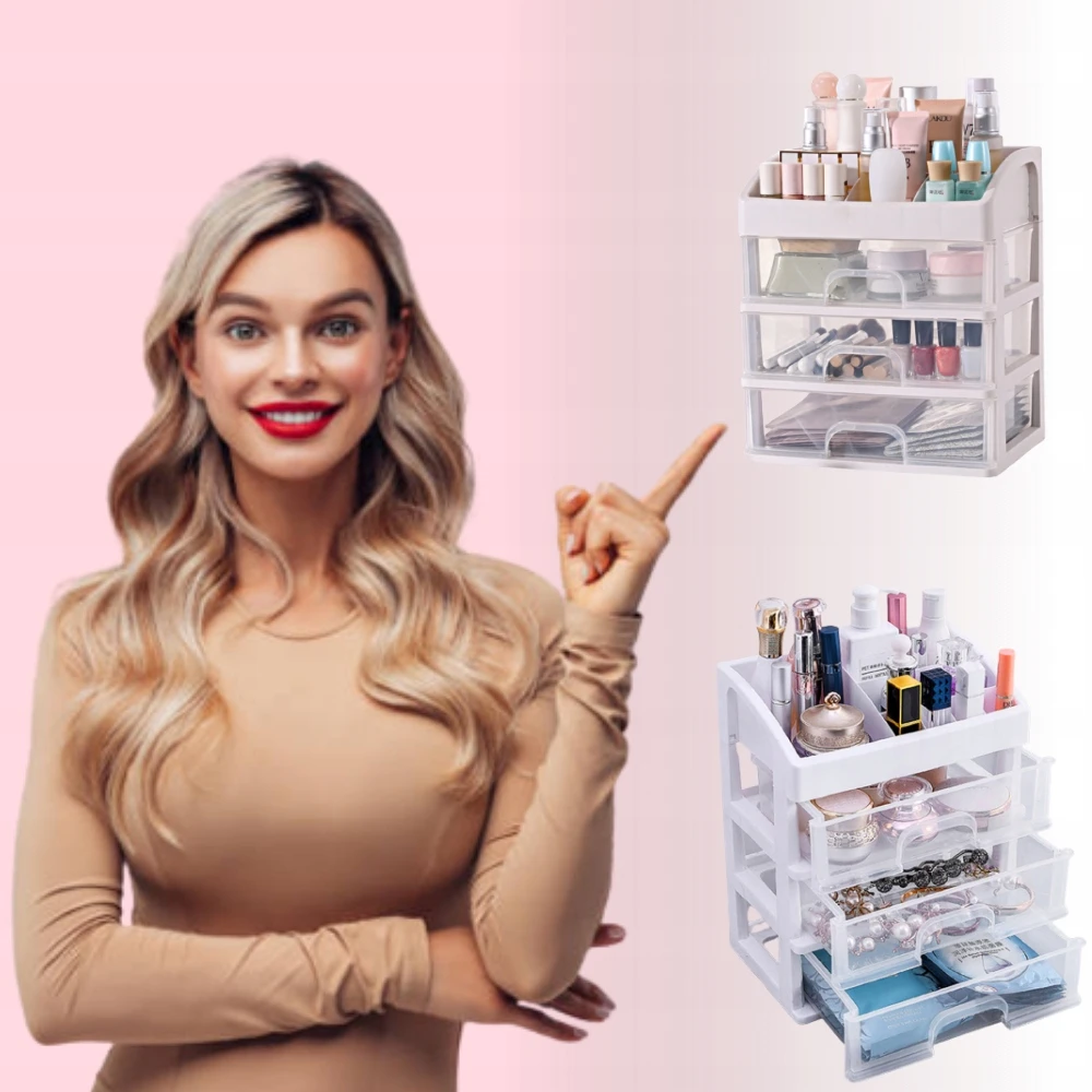 SZKATUŁKA PUDEŁKO NA KOSMETYKI SZUFLADY XXL