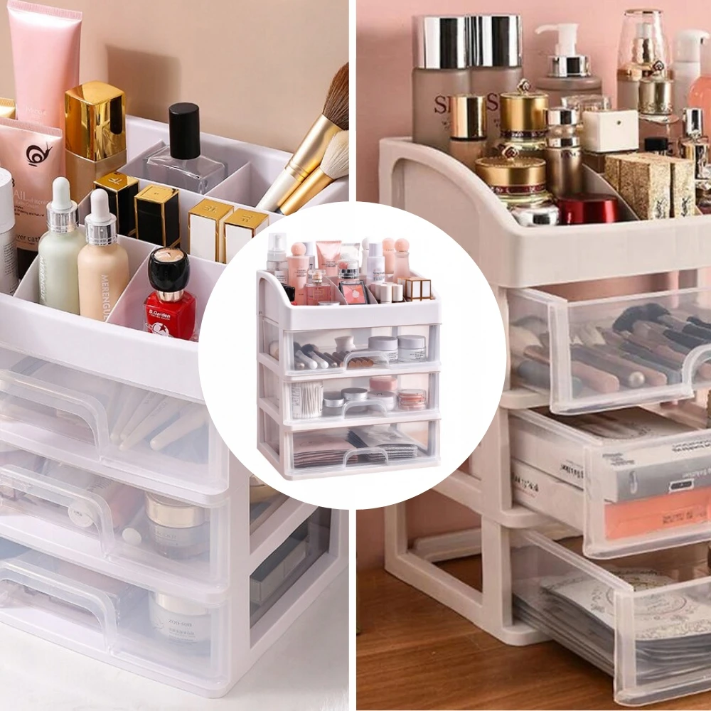 SZKATUŁKA PUDEŁKO NA KOSMETYKI SZUFLADY XXL Materiał: tworzywo sztuczne