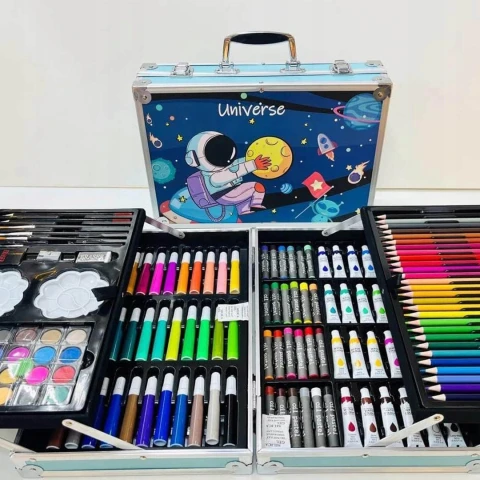 DUŻY ZESTAW ARTYSTYCZNY DLA DZIECI KREDKI PISAKI FARBY PASTELE WALIZKA XXL, Płeć chłopcy | dziewczynki