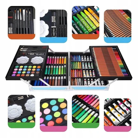 Ale Hity | DUŻY ZESTAW ARTYSTYCZNY DLA DZIECI KREDKI PISAKI FARBY PASTELE WALIZKA XXL