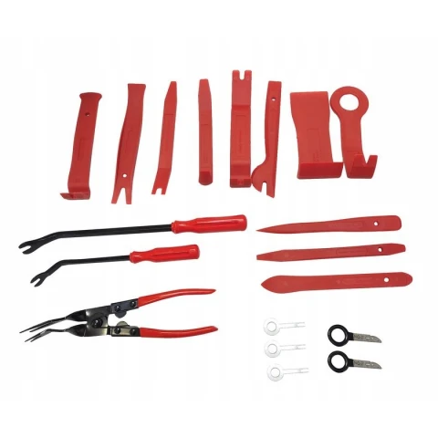 Ściągacze do demontażu tapicerki radia szczypce 19 elementów Waga produktu z opakowaniem jednostkowym: 1.4 kg