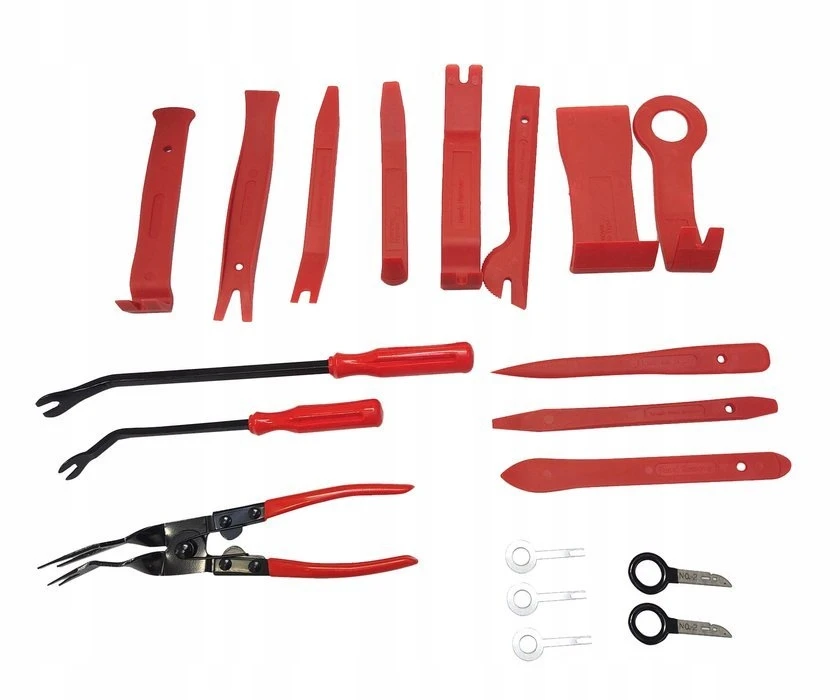 Ściągacze do demontażu tapicerki radia szczypce 19 elementów Waga produktu z opakowaniem jednostkowym: 1.4 kg