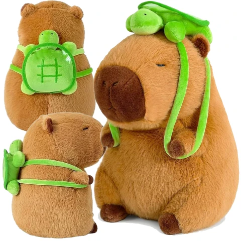 MASKOTKA KAPIBARA PLUSZAK ZABAWKA PLUSZOWA Z PLECAKIEM ŻÓŁWIK BORSUK BÓBR Materiał: tkanina