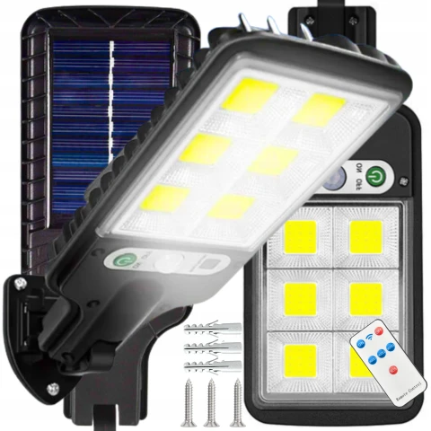 MOCNA LAMPA SOLARNA LED Z CZUJNIKIEM RUCHU I ZMIERZCHU OGRODOWA ULICZNA