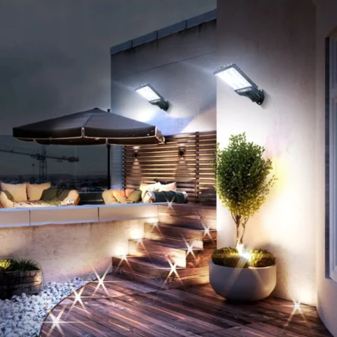 MOCNA LAMPA SOLARNA LED Z CZUJNIKIEM RUCHU I ZMIERZCHU OGRODOWA ULICZNA, Kąt świecenia 180°