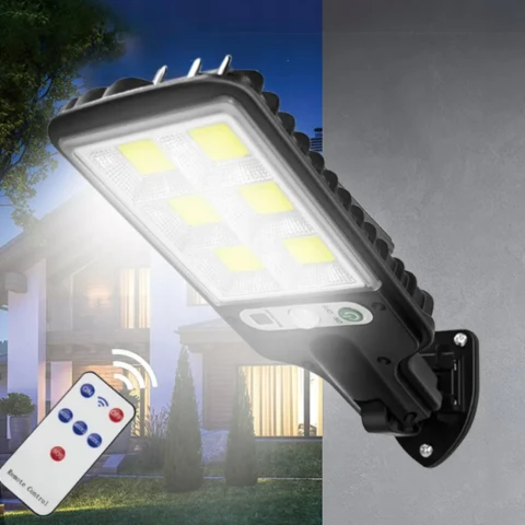 MOCNA LAMPA SOLARNA LED Z CZUJNIKIEM RUCHU I ZMIERZCHU OGRODOWA ULICZNA, Długość 215 mm