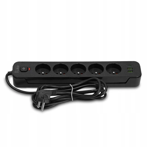 Przedłużacz Listwa Zasilająca Sieciowa 5 Gniazd 230V 3M 3x USB Ładowarka, Typ listwowy
