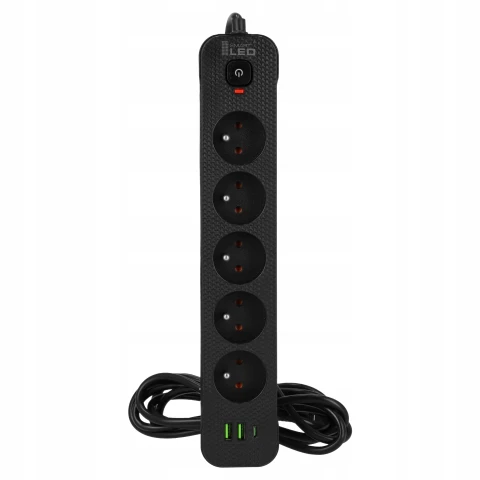 Przedłużacz Listwa Zasilająca Sieciowa 5 Gniazd 230V 3M 3x USB Ładowarka, Stan opakowania oryginalne