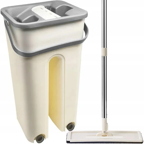 MOP Z WIADREM PŁASKI DWUKOMOROWY Z WYCISKACZEM WIADRO OBROTOWY DO PODŁÓG