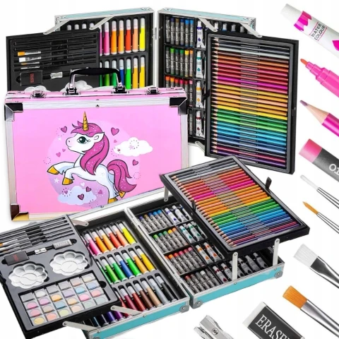 Zestaw Artystyczny Plastyczny Do Malowania Kredki Walizka 144el Dla Dzieci