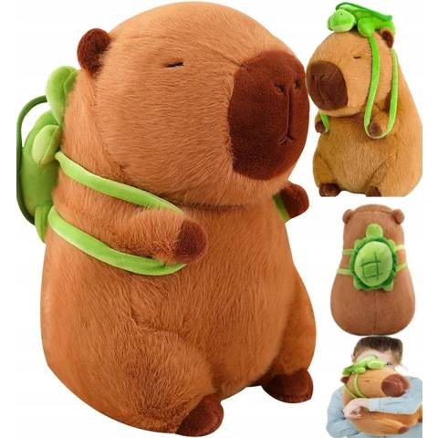 PLUSZOWA ZABAWKA KAPIBARA Z PLECAKIEM 45 CM Z PLUSZOWYM ŻÓŁWIEM PLUSZAK