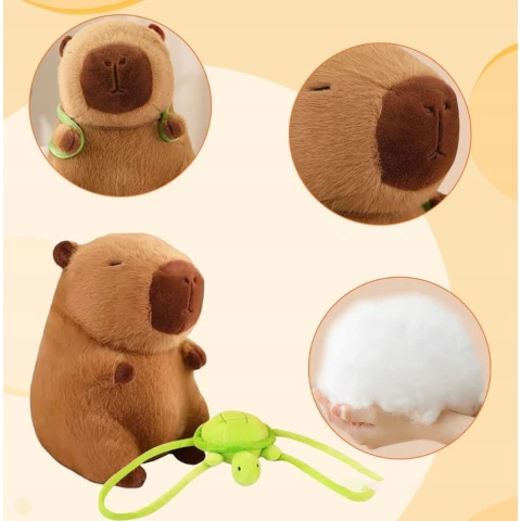 PLUSZOWA ZABAWKA KAPIBARA Z PLECAKIEM 45 CM Z PLUSZOWYM ŻÓŁWIEM PLUSZAK