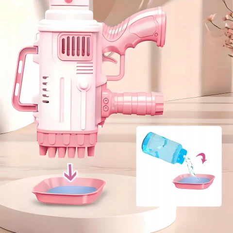 Ale Hity: PISTOLET na bańki mydlane DO BANIEK MYDLANYCH BAZUKA BAŃKOWA różowy 32