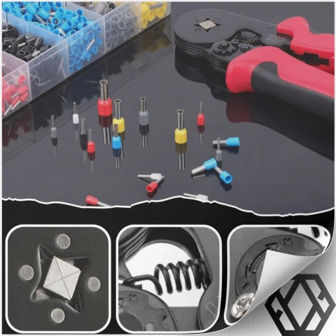 ZACISKARKA PRASKA DO KONEKTORÓW KOŃCÓWEK KABLI TULEJEK 0.25-10mm² 1500szt.