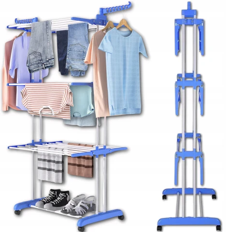 MOCNA SUSZARKA NA PRANIE UBRANIA BIELIZNĘ STOJĄCA DO UBRAŃ SKŁADANA DUŻA XL