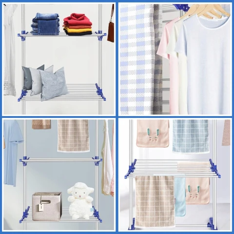 MOCNA SUSZARKA NA PRANIE UBRANIA BIELIZNĘ STOJĄCA DO UBRAŃ SKŁADANA DUŻA XL Cechy dodatkow: ena kółkach, rozkładane skrzydła