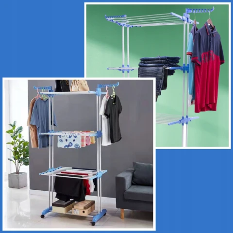 MOCNA SUSZARKA NA PRANIE UBRANIA BIELIZNĘ STOJĄCA DO UBRAŃ SKŁADANA DUŻA XL