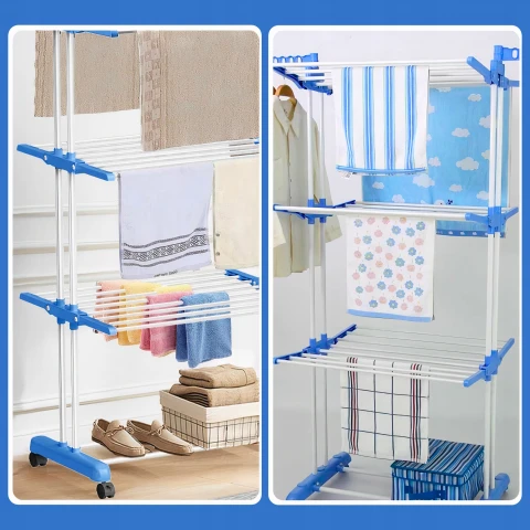 MOCNA SUSZARKA NA PRANIE UBRANIA BIELIZNĘ STOJĄCA DO UBRAŃ SKŁADANA DUŻA XL
