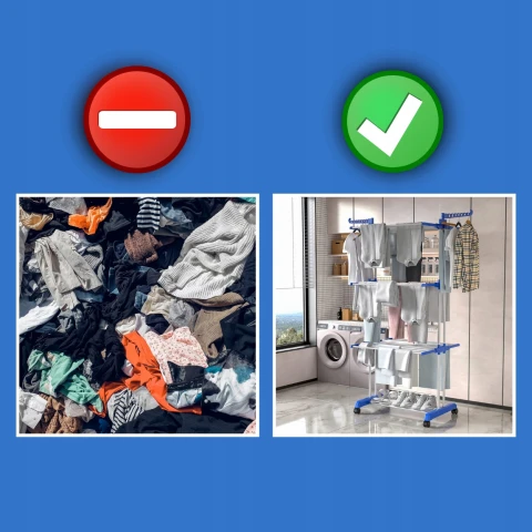 MOCNA SUSZARKA NA PRANIE UBRANIA BIELIZNĘ STOJĄCA DO UBRAŃ SKŁADANA DUŻA XL Głębokość produktu: 64 cm