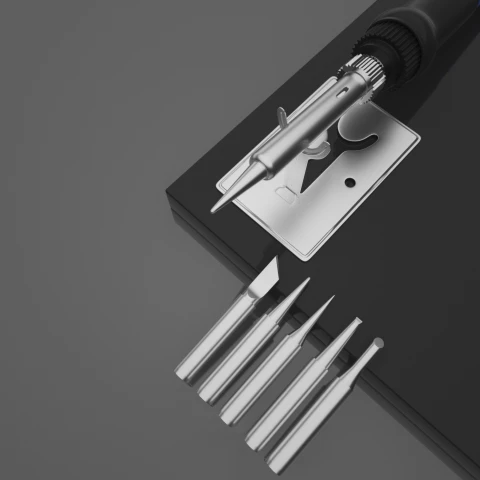 ZESTAW LUTOWNICZY LUTOWNICA KOLBOWA PRECYZYJNA Z REGULACJĄ 60W + 6X GROTY Zasilanie: sieciowe