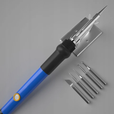 ZESTAW LUTOWNICZY LUTOWNICA KOLBOWA PRECYZYJNA Z REGULACJĄ 60W + 6X GROTY Rodzaj: grotowa