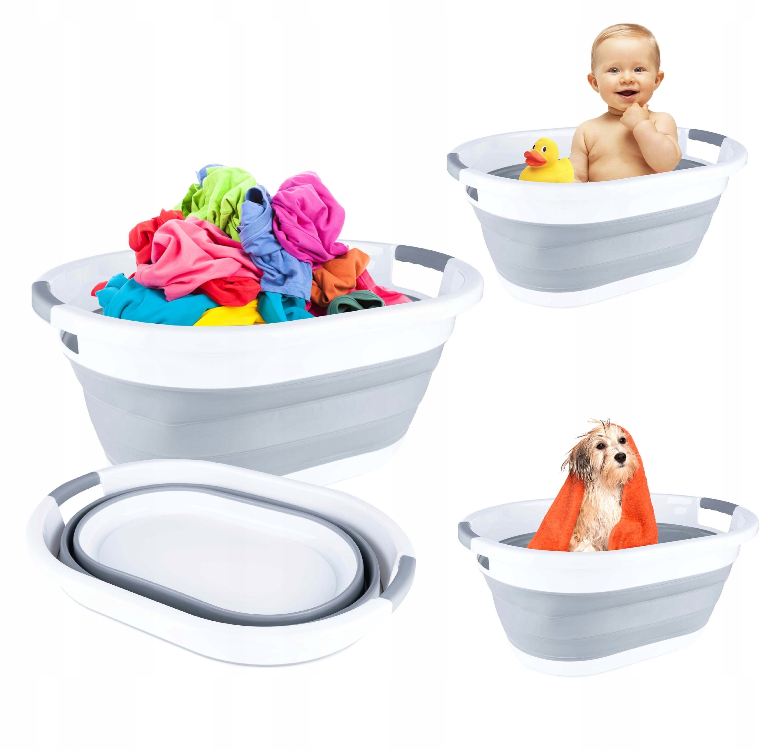 KOSZ NA PRANIE BIELIZNĘ SKŁADANY MISKA SILIKON 25L, Rodzaj wolnostojący