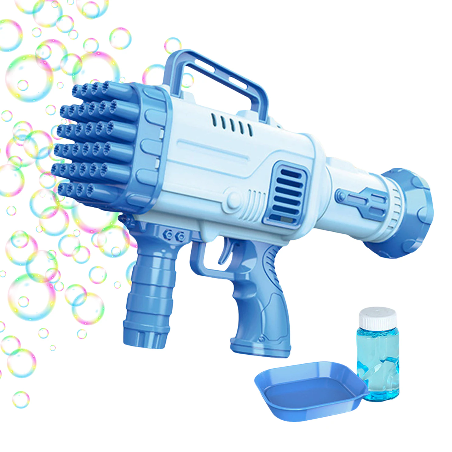 NIEBIESKI PISTOLET na bańki mydlane, BAZUKA DO BANIEK MYDLANYCH BAŃKOWA