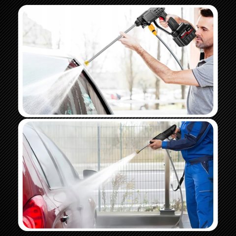 MYJKA CIŚNIENIOWA AKUMULATOROWA ZESTAW DO MYCIA OKIEN KOSTKI ELEWACJI, Długość węża 5 m