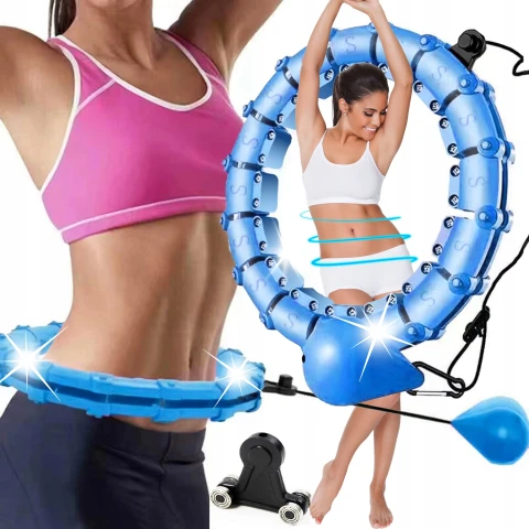 HULA HOP ODCHUDZAJĄCE Z OBCIĄŻENIEM I WYPUSTKAMI MASAŻER + METALOWE ŁOŻYSKA, Model SDH1755-BLUE