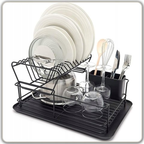 Ale Hity | SUSZARKA DO NACZYŃ DWUPOZIOMOWA OCIEKACZ TALERZE + POJEMNIK NA SZCZTUĆCE