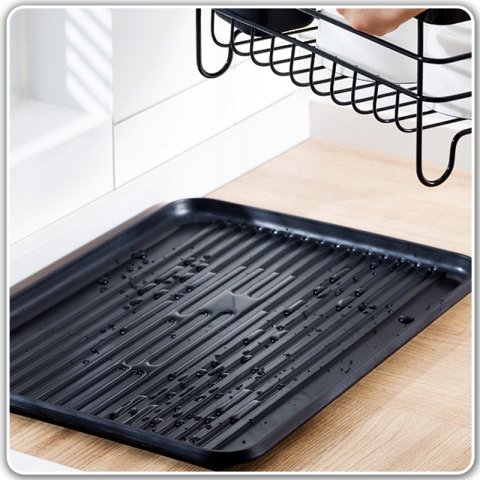 SUSZARKA DO NACZYŃ DWUPOZIOMOWA OCIEKACZ TALERZE + POJEMNIK NA SZCZTUĆCE, Kolor czarny