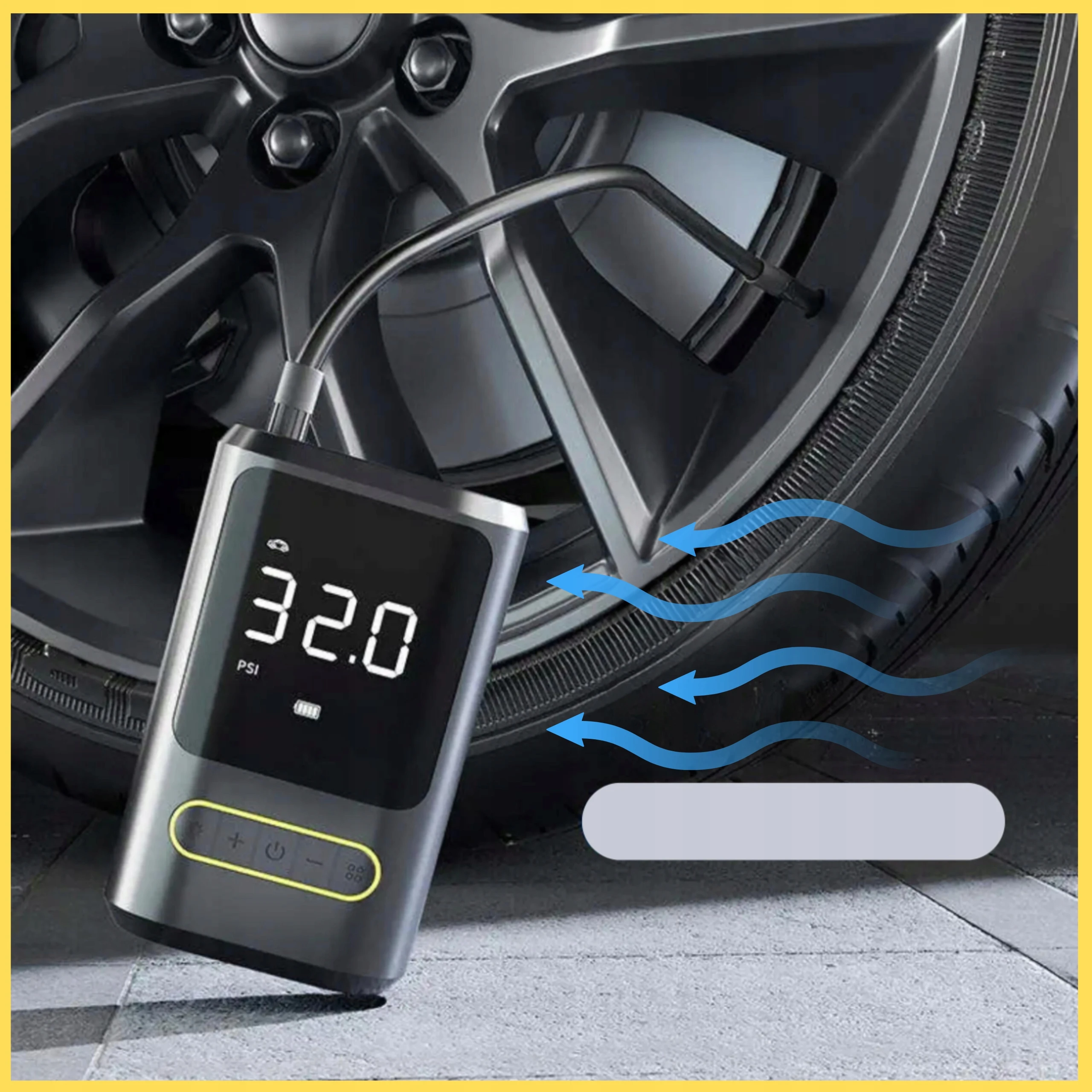 Ale Hity | KOMPRESOR AKUMULATOROWY SAMOCHODOWY BEZPRZEWODOWY pompka + POWERBANK LED