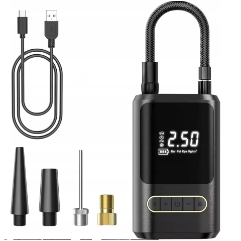 Ale Hity | KOMPRESOR AKUMULATOROWY SAMOCHODOWY BEZPRZEWODOWY pompka + POWERBANK LED