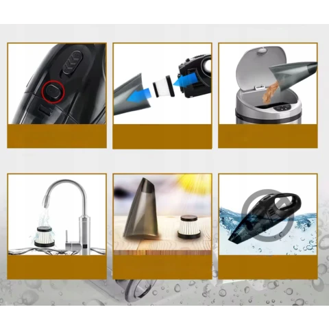 ODKURZACZ BEZPRZEWODOWY BEZWORKOWY DO SAMOCHODU MOCNY USB 120W RĘCZNY USB, Moc 120 W